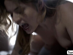 デカパイ, フェラチオ, イマラチオ, レディボーイ, なめる, オマンコ, シーメール