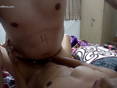 Hot sex, sex with condom, cum on pussy lips