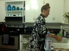 お尻, デカパイ, 自家製, キッチン, 淫乱熟女, 妊娠, 一人, パイ刷り