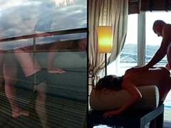 69, Anal, Sucer une bite, Brunette brune, Couple, Tir de sperme, En levrette, Bâillonner