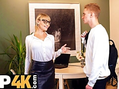 Rubia, Mamada, Madura, Gafas, Hd, Ruso, Medias largas, Maestra