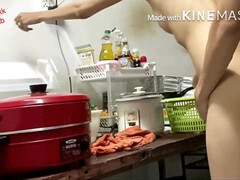 素人, アジア人, 毛深い, 自家製, 日本人, キッチン, オッパイの, のぞき