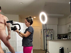 Scene behind the camera, threesome sex with Poly Visual