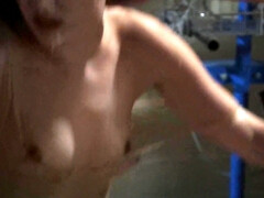 Dark-haired nurse Sasha Grey gets roughly fucked in MMF threesome