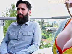 Big tit babe pussyfucked after couple cunnilingus