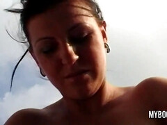 Busty babe Kora Kryk naked on public in Croatia