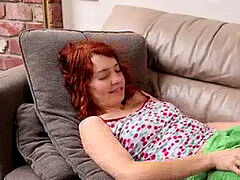 Leie, Fingern, Masturbation, Orgasmus, Rotschopf, Erotischer film, Solo