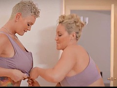 美女, ブロンド, グループ, ハードコア, マッサージ, 熟年, 淫乱熟女, 三人