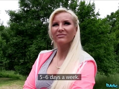 Enthousiasteling, Blond, Pijpbeurt, Buiten, Slikken