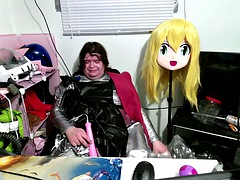 素人, 緊縛, フェティッシュ, ゴム, オナニー, シーメール, 一人, バイブレーター