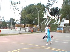 Lieveling, Grote mammen, Blond, Buiten, Softcore pornografie, Sportoefening, Tiener, Tieten likken