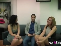 Enthousiasteling, Grote mammen, Pijpbeurt, Mollig, Groep, Rijpe lesbienne, Orgie, Spaans