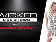 Sensual big-boobed blonde Jessica Drake is stimulating her little pussy