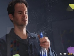 デカパイ, 茶髪の, 黒人, ヒール, オマンコ, スカート, タトゥー