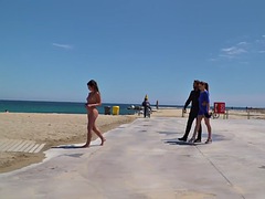 Nana, Plage, Brunette brune, Érotique, De plein air, Public