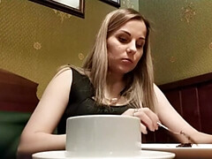 Enthousiasteling, Zwart, Blond, Orgasme, Klein, Openbaar, Speelgoed, Vibrator