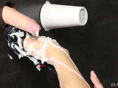 Bruinharig, Europees, Ondergoed, Masturbatie, Doordringend, Alleen, Tatoeage, Speelgoed