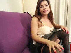 Amateur, Asiatique, Jeunes transsexuelles thaïlandaises, Lingerie, Masturbation, Transsexuelle, Solo, Jarretelles