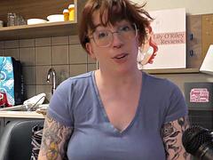 Redhead Lily ORiley in Glasses Fucks Massive Night King Dildo