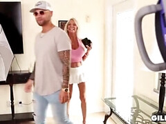 デカパイ, ブロンド, フェラチオ, カップル, イく瞬間, ハードコア, Hd, 淫乱熟女