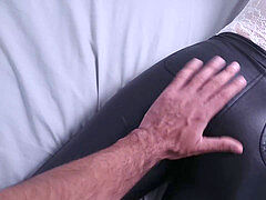 Bodysuit lingerie, vinyl pants, leather pants