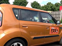 fake driving school posh horny busty examiner swallows