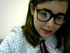 Cute teen girl in glasses gets Massive Facial