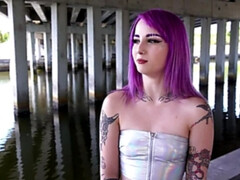 Hot Inked Purple Hair Punk Teen Gets Banged