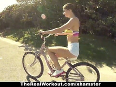 Therealworkout - huge boobed teenage gets nailed after exercise