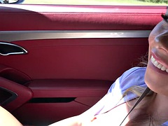 Summer Vixen on a naughty car ride, rubbing her pussy and fingering herself during the ride