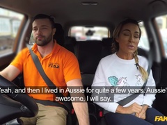 Fake Driving School (FakeHub): Busty gym bunny squats on cock