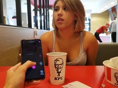 KFC public lush control and creampie in the bathroom