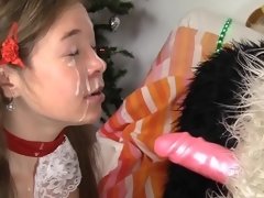 Little girl plays adult games with her favourite toy