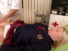 Lucy Heart gets down and dirty with her doctor's cock - petite European teen with perfect body and perfect ass gets a cumshot